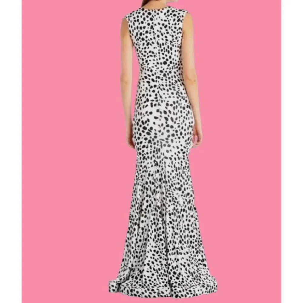 Issue New York Animal Print V-Neck Sleeveless Gown Black White Size XS NWT